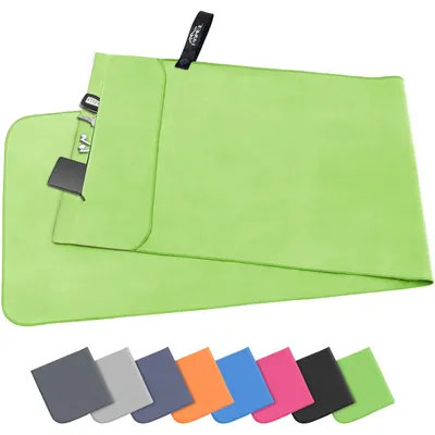Productafbeelding van Pameil Fitness Handdoek | 120x50 cm | Compacte en snel drogende microvezel handdoek, sport handdoek, reishanddoek, strandhanddoek met ritszak