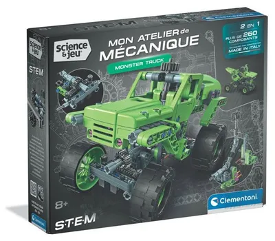 Produktbild von CLEMENTONI Monster Truck Bausatz, 2 Modelle, Funktionale Lenkung