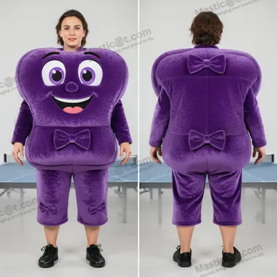 Image de Mascotte MASTICOT en Peluche Violette Arrondie de Table de Ping-Pong
