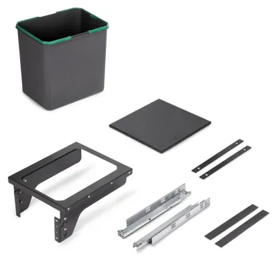 Zdjęcie produktu dla Emuca Pojemnik do recyklingu Recycle, mocowanie boczne, 1x35 litrów, Stal, Plastik, Szary antracytowy