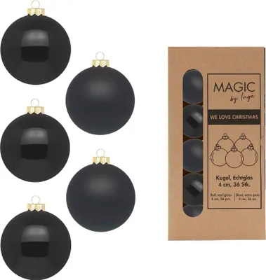 Produktbild von Weihnachtskugeln Glas 4cm 36 Stück - Ebony Black