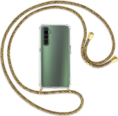 Produktbild von Handykette Backcover-Schutzhülle mit Band (Metall goldfarben) für Realme X50 Pro 5G - braun+beige