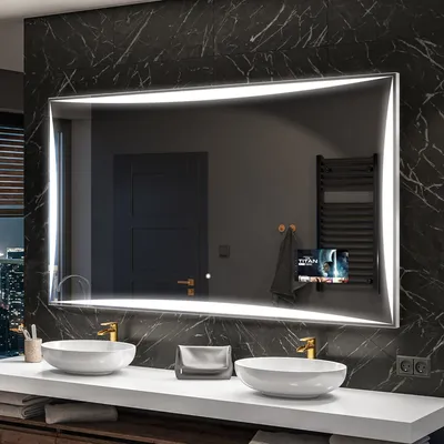 Produktbild von Artforma Badspiegel SMART 110x80 cm - mit LED Beleuchtung - LED Farbe Kaltweiß 7000K - Individuell Nach Maß - Beleuchtet Wandspiegel Lichtspiegel Badezimmerspiegel | Lichtschalter: Touch Schalter |SLED077