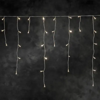 Produktbild von Konstsmide - LED Eisregen Lichtervorhang, 96 warm weiße Dioden, 24V Außentrafo, weißes Kabel ; 2743-102