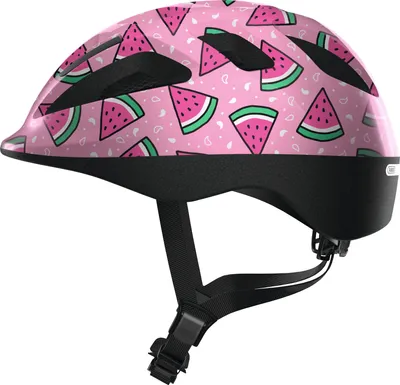 Produktbild von ABUS Kinderhelm Smooty 2.0 - Robuster Fahrradhelm für Kleinkinder im Beifahrersitz - für Mädchen und Jungen - Rosa mit Melonenmuster, Größe M (50-55 cm)