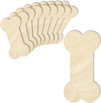Zdjęcie produktu dla Creative Deco 10 x Kość Kształty ze Sklejki | 15 x 7.5 cm | Wycinanki z Drewna Niepomalowane do Powieszenia | Idealne do Malowania, Dekoracji