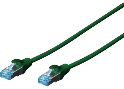 Produktbild von DIGITUS Patchkabel RJ45 SF/UTP Cat5e  1.00m grün Hebelschutz Polybeutel