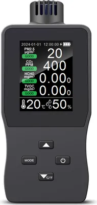 Produktbild von CO₂ Messgerät Luftqualitätsprüfer HCHO/CO₂/TVOC/PM2,5/Formaldehyd/Temperatur/Feuchtigkeit Detektor Hygrometer Innen Luftqualitätsmonitor