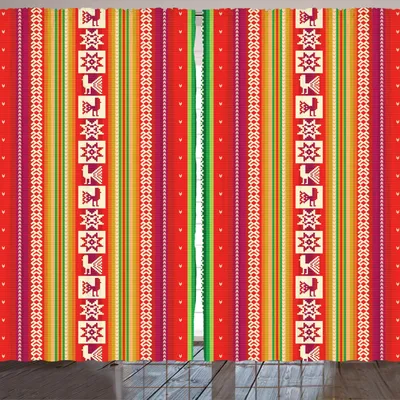 Produktbild von ARANDE Bunt Gardine, Südamerikanische Aztekische Motive Ethnische Stammes Kultur Folkloric Gebürtig, 280 x 175 cm, Mehrfarbig