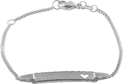 Produktbild von New Bling 9NB-0872 Zilveren Babyplaatbandje - Armband - Rechthoek - 22 x 5 mm - Hartje - Gourmette - 1,7 mm - 12 + 2 cm - Rhodium - Zilver