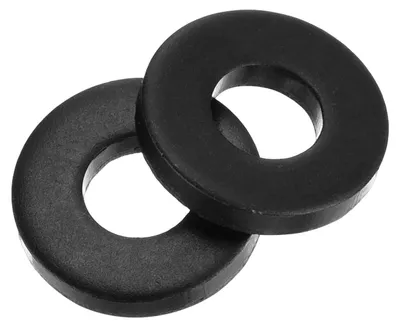 Produktbild von 110 runde Dichtungsringe M5 x 12 x 2 mm, aus Kohlenstoffstahl, schwarz, flach, für Schrauben und Muttern.