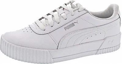 Produktbild von PUMA Carina L Damen Retro-Tennissneaker, Puma White, Größe 38 EU, SOFTFOAM Innensohle, Plateausohle, Leder/Kunstleder/Textil