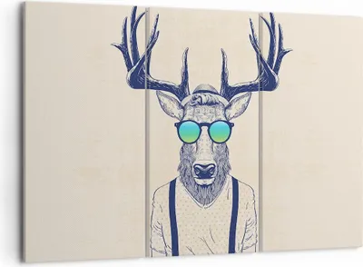 Produktbild von Bild auf Leinwand - Leinwandbild - Hirsch Abstraktion - 105x70cm - Wand Bild - Wanddeko - Leinwanddruck - Bilder - Kunstdruck - Wanddekoration - Leinwand bilder - Wandkunst - CE105x70-3808
