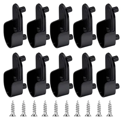 Produktbild von Kleiderstangenhalter, 10 Stück Kleiderschrank Stangenhalter 4,3×1,8 cm, Halterung für Kleiderstange und Schrankrohr (Schwarz)