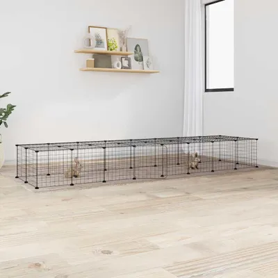 Obrázek produktu pro vidaXL 36dílná klec pro domácí mazlíčky s dvířky černá 35x35 cm ocelová