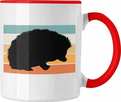 Produktbild von Trendation - Igel Tasse Geschenk Igel-Liebhaber Geschenkidee Vintage Retro (Rot)