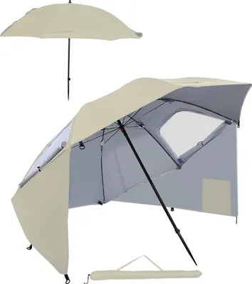 Immagine prodotto di TolleTour Ombrellone da spiaggia 210cm Protezione UV 50+ Inclinabile con picchetto a terra Borsa di trasporto Ombrellone da spiaggia idrorepellente Ombrellone da giardino Ombrellone da giardino Beige
