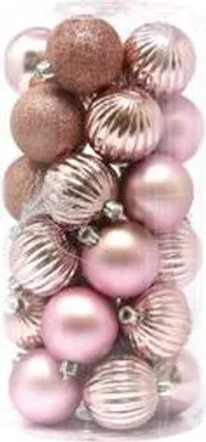 Produktbild von B&S 30 Weihnachtskugeln pink 6 cm Farbmix | pink | 6 cm | Kunststoff