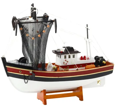 Productafbeelding van Verzamelbaar decoratief schip Vissersboot Visnet Model 38x31cm