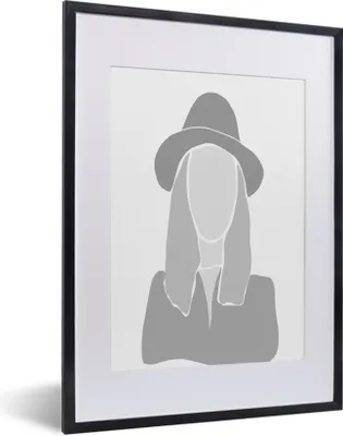 Produktbild von MuchoWow® Gerahmtes Poster Frau - Schwarz - Weiß 30x40 cm - Poster mit Schwarzem Bilderrahmen Wandposter Rahmen Foto Bilder - Wandposter Schlafzimmer