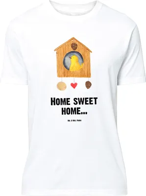 Produktbild von Mr. & Mrs. Panda Größe M T-Shirt Vogelhaus Home - Weiß - Geschenk, Haus, Lustige Sprüche, Tshirt, mit Spruch, Umzug, Vogel, Shirt, Herren, Einzugsgeschenk