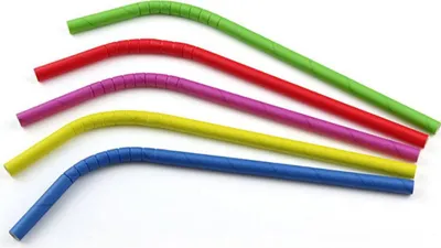 Produktbild von Trinkhalm aus Papier , farbig sortiert, flexibel, Ø 8 mm / 24 cm, 100 Stück