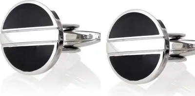 Immagine prodotto di Gemelli da uomo in acciaio inossidabile 316L - Placcati in nero e lucidati - CLJ7 - Diametro 17mm