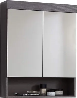Obrázok produktu pre Kúpeľňová skrinka so zrkadlom 58 x 75 x 18 cm, čierno-strieborná, moderná