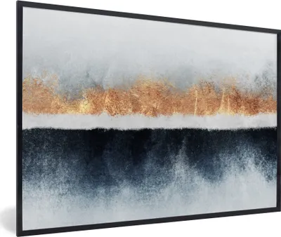 Produktbild von MuchoWow® Gerahmtes Poster Gold - Abstrakt - Design 90x60 cm - Poster mit Schwarzem Bilderrahmen Wandposter Rahmen Foto Bilder - Fotorahmen - Foto-Plakat