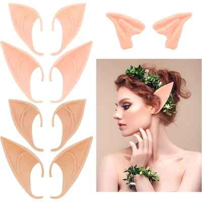 Immagine prodotto di Set di 5 paia di orecchie a punta in lattice, ideali come accessorio per costumi di Halloween, cosplay o feste a tema fatine