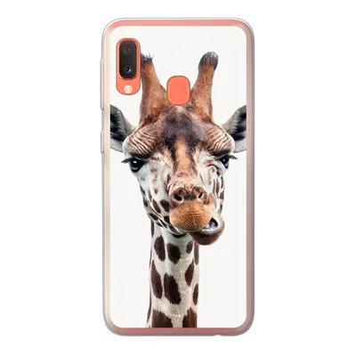 Produktbild von MuchoWow® Handyhülle Schutzhülle Hülle für Samsung Galaxy A20e Jungen - Giraffe - Tiere - Kopf - Porträt - Kind - Mädchen Silikon Softcase Handy Hülle - Abdeckung