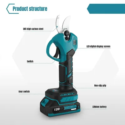 Produktbild von Elektrische Astschere - Akku-Gartenschere - Bürstenloser Motor - 30 mm Schnittkapazität - Für 18-V-Akku - 2 Akkus