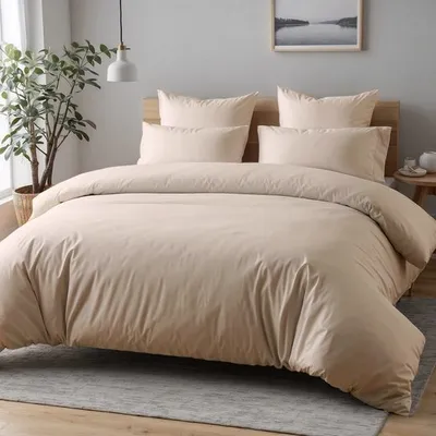 Produktbild von COZYOR Bettwäsche, mit verstecktem Reißverschluss, Mikrofaser, 155x220cm+80x80cm, beige