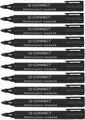 Produktbild von 10x Permanent Marker Filzstift Q-Connect, schwarz Rundspitze ca. 2 mm