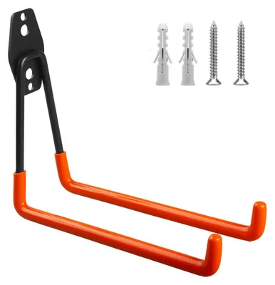 Image de 1 crochet de garage, support mural pour pneus, outils, échelles, vélos | Crochet mural de rangement, crochet double, crochet de rangement, support pour outils (1, charge max. : 25 kg)