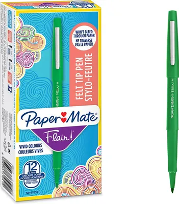 Produktbild von Paper Mate Flair Filzstifte | mittlere Spitze (0,7 mm) | Grün | 12 Stück