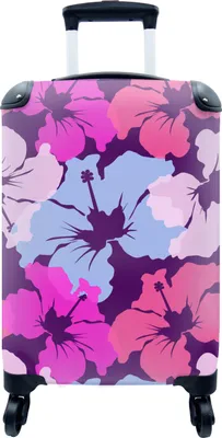 Produktbild von MuchoWow® MuchoWow® Koffer Handgepäck Trolley Rollkoffer Kleine Reisekoffer mit 4 Rollen - Pastell - Hibiskus - Blume - Hawaii - Entwurf - Cabin Size < 55x40x23 cm & 55x40x20 cm - Fotokoffer - Kabinen