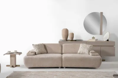 Produktbild von Hanah Home, Toscana - Beige, 3-Sitzer-Sofa, Beige, 100 % Polyester, 240 x 105 x 75 cm