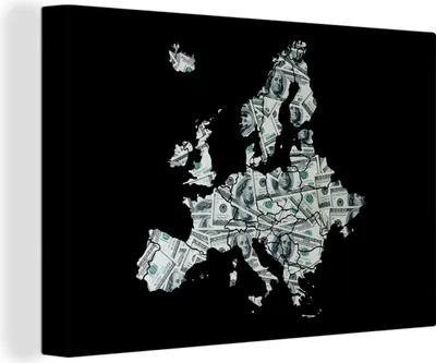 Produktbild von OneMillionCanvasses® - Leinwandbilder - 150x100 cm, Karte - Europa - Geld, Wandbilder Kunstdruck Wanddekoration
