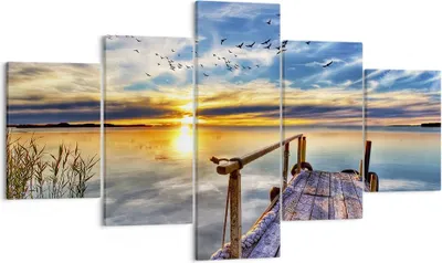 Produktbild von Bild auf Leinwand - Leinwandbild - See Brücke - 125x70cm - Wand Bild - Wanddeko - Wandbilder - Leinwanddruck - Bilder - Kunstdruck - Wanddekoration - Leinwand bilder - Wandkunst - EA125x70-3963