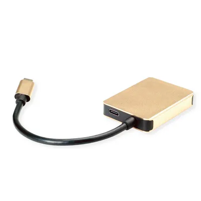 Zdjęcie produktu dla ROLINE 12.02.1120 Przewodowa stacja dokująca do notebooków i replikator portów USB 3.2 Gen 1 (3.1 Gen 1) Type-C Gold (12.02.1120)