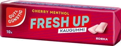 Produktbild von Gut & Günstig Kaugummi Cherry-Menthol Zuckerfrei 10er Pack (10x10 Stck. Packung) + usy Block