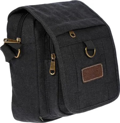 Produktbild von Damen Herren Tasche Canvas Umhängetasche Schultertasche Crossover Bag Handtasche Schwarz