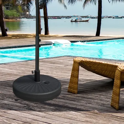 Produktbild von Sonnenschirmständer befüllbar 22 kg, Schirmfuß Schirmhalter Schirmgewicht, HDPE Stahl, Schwarz | 51 x 51 x 30,5 cm | Ø 38/48 mm | Balkon Garten
