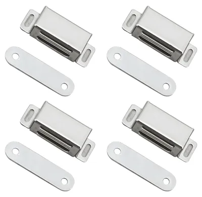 Produktbild von 4-teiliges Set magnetischer Schrankverschlüsse, magnetische Schranktürmagnete, Schrankmagnete, Magnete für Schranktüren, Schubladenmagnete aus Edelstahl, Möbelmagnete, Türmagnete