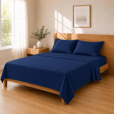 Productafbeelding van Lakenset Microvezel 240x250 / 180x200+25 / 50x80x2, Marineblauw
