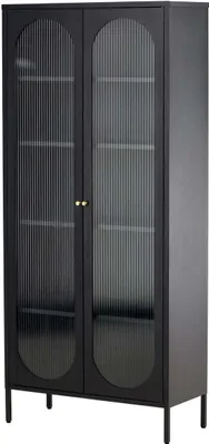 Zdjęcie produktu dla FURNLUX Showcase Lima Black 80cm / Hauptfarbe: Schwarz / Abmessungen: 80 x 35 x 180 cm