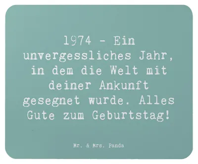 Produktbild von Mr. & Mrs. Panda Mauspad Spruch 1974 Geburtstag - Meeresbrise - Geschenk, Jahr feiern, Happy Birthday, Jahrgang, Geschenkideen, laptop, Mousepad, Mouse Pad, Erinnerungen