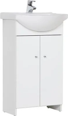 Produktbild von Stamar | Badezimmerschrank, mit Waschbecken, 50 cm, Weiß, Standschrank, schwenkbarem Wasserhahn, Siphon