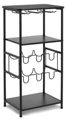 Produktbild von ZELLER Weinregal 27458 mit Weinglashaltern, Metall/Holz, schwarz ca. 40 × 30 × 80,5 cm